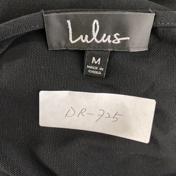 Lulus Iced Latte Black Shift Dress Mesh Tassel Short Sleeve NWT Women's Medium‎ - Picture 2 of 10